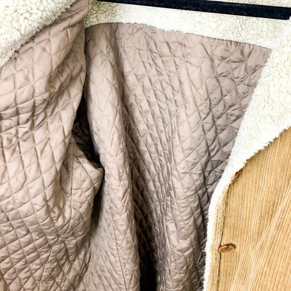 Vintage Gloria Vanderbilt tan corduroy sherpa collar quilted liner coat 2X - Picture 4 of 10